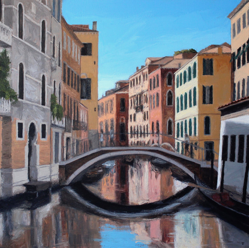 Original Townscape painting of Venice Canal by Jack Smith Artist