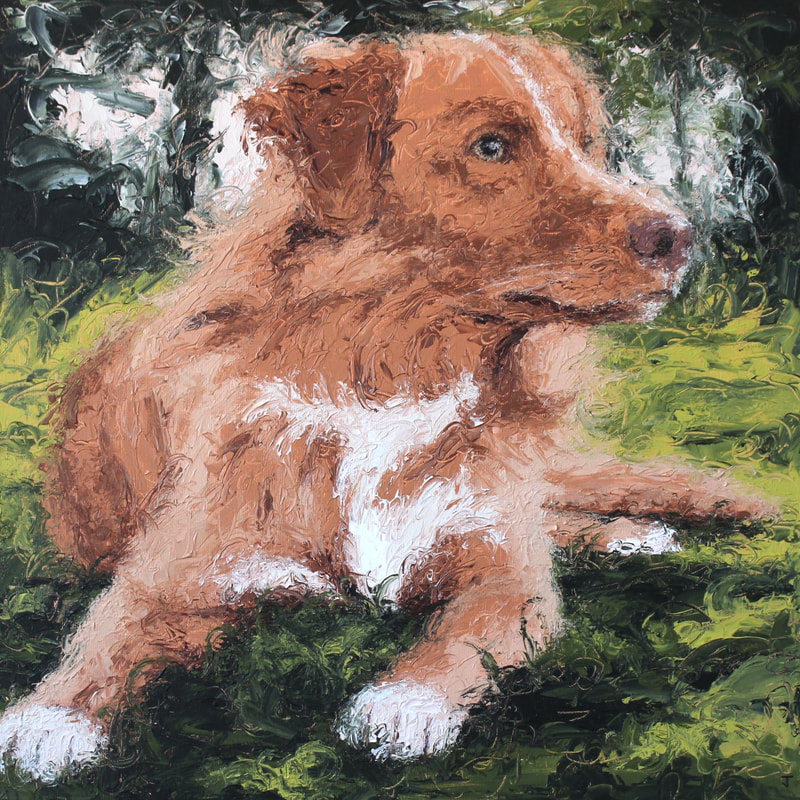 Pet portrait painting of Avon by Jack Smith artist. 