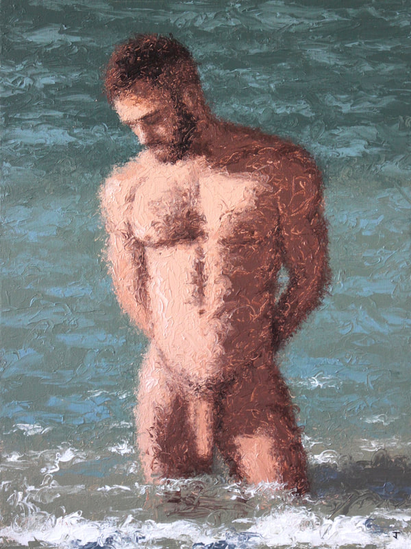 Nude portrait of Bryan in the sea by Jack Smith Barcelona Artist