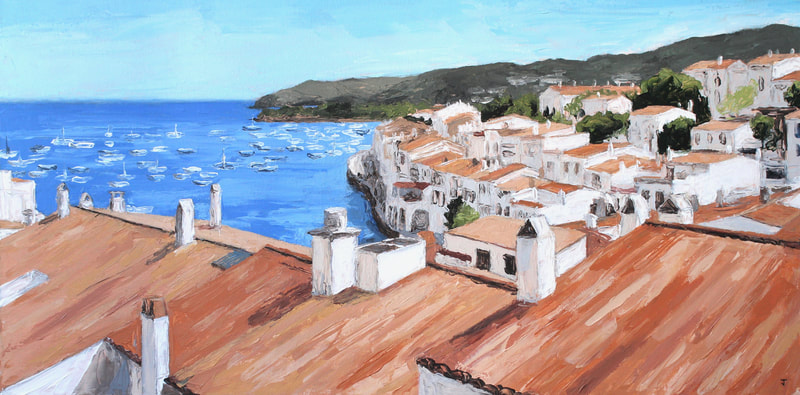 Painting of Cadaques rooftops by Jack Smith artist