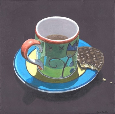 Still life painting of coffee by Jack Smith. Acrylic on canvas.