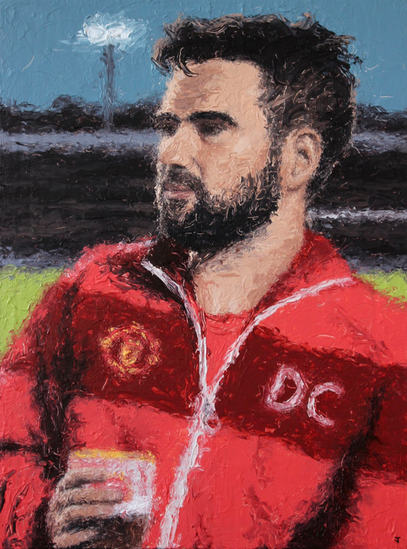 Portrait painting of football fan by Jack Smith artist