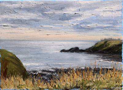 Dunnottar Castle Seascape. Oil on canvas. 2018. Painting by Jack Smith artist.  