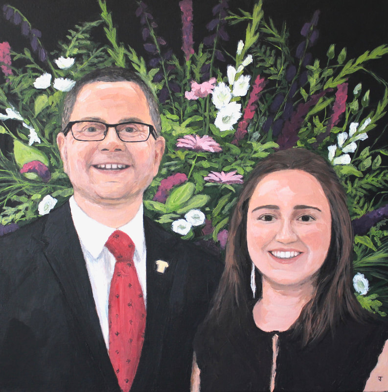 Portrait of Father and daughter, birthday portrait by Jack Smith artist