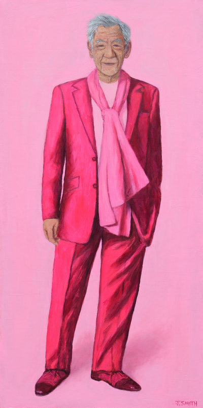 Portrait painting of Sir Ian McKellen by Jack Smith artist. 