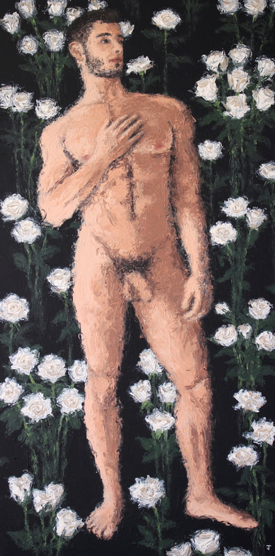 Painting of Rodrigo with roses by Jack Smith artist
