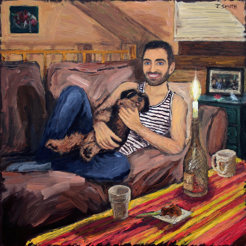 Portrait of Francois and Alba, acrylic on canvas painting by Oxford artist, Jack Smith. 