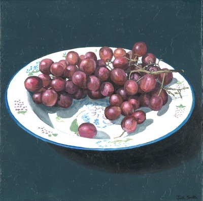 Still life painting of grapes by Jack Smith. Acrylic on canvas.