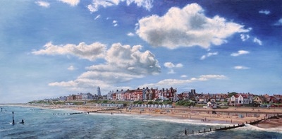 Southwold as viewed from the pier. Painting by Jack Smith. 