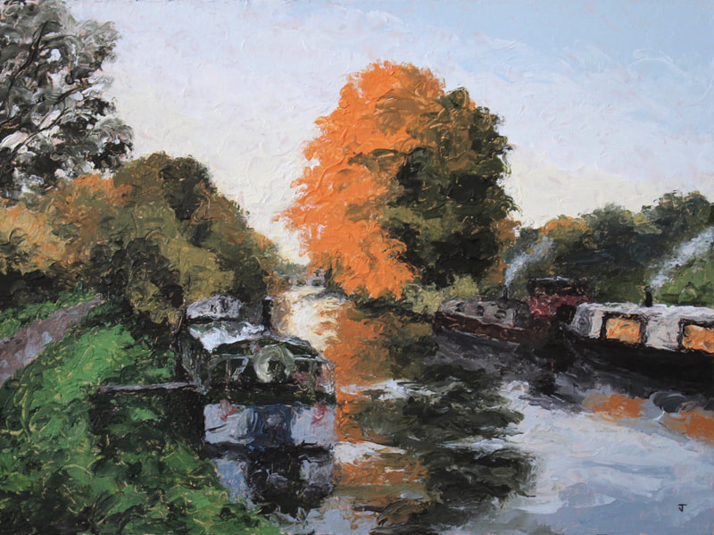 Oxford Canal painting by Jack Smith artist. Osney Island