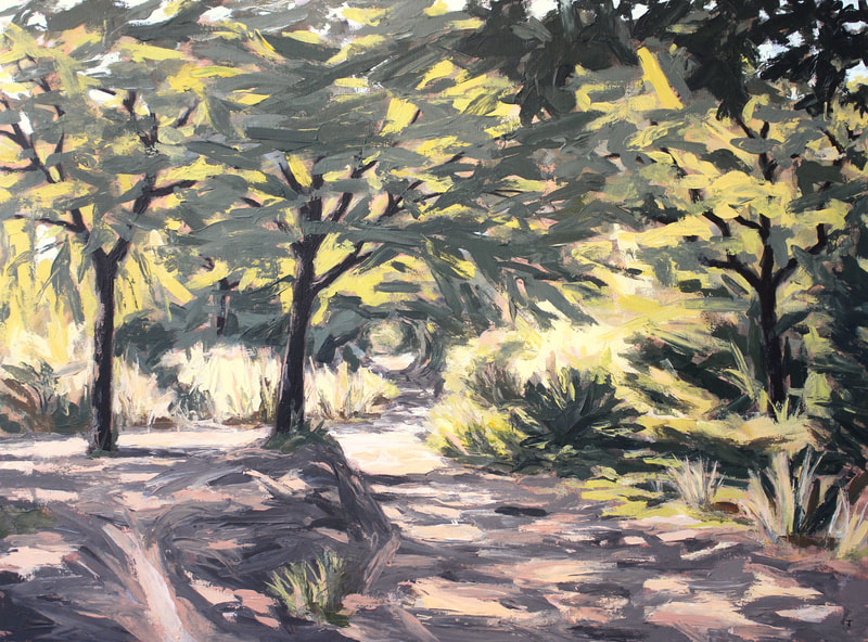 Painting of path through the woods to Tibidabo by Jack Smith, artist. 
