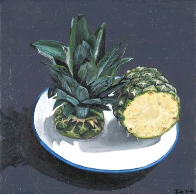 Still life painting of pineapple by Jack Smith. Acrylic on canvas. 