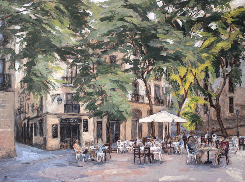 El Born, Barcelona. Acrylic on canvas. Painting by Jack Smith Artist. Plaça De Sant Pere