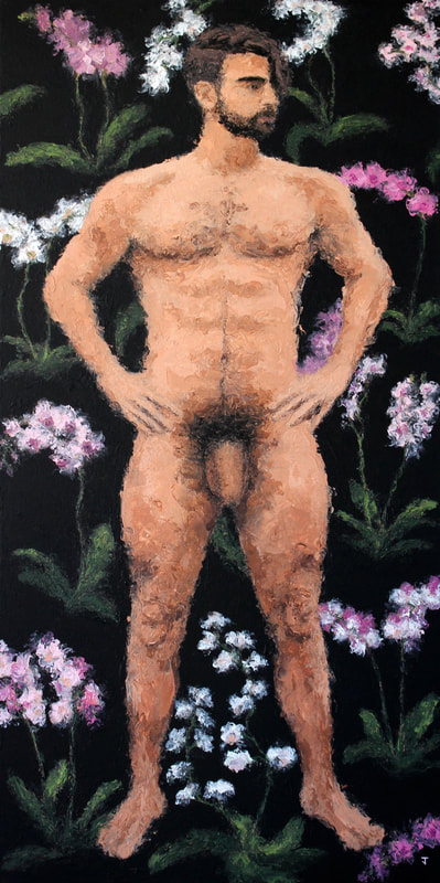 Nude portrait of Rubén with Orchids by Jack Smith artist Barcelona