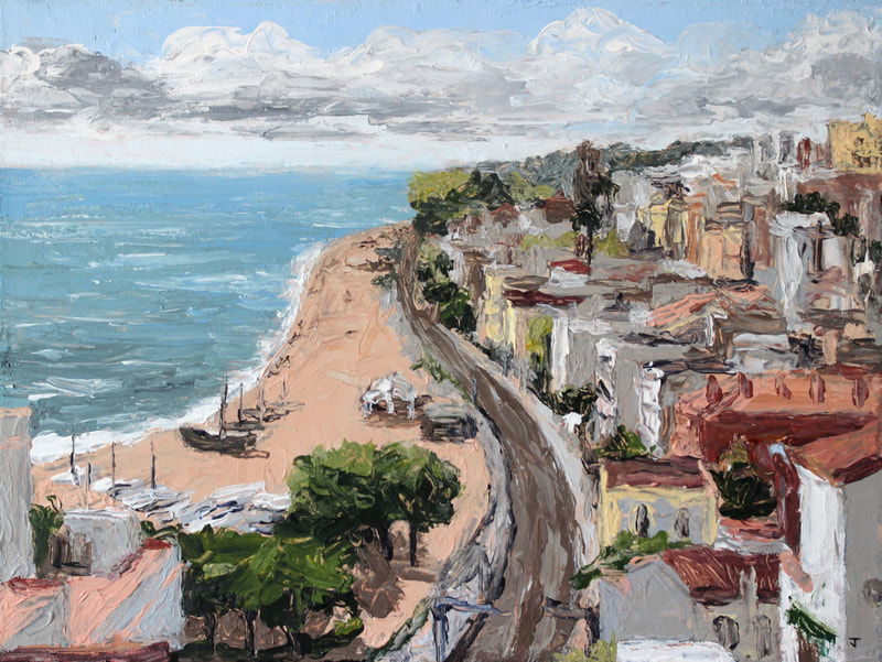 Sant Pol de Mar plein air painting of the Costa Brava near Barcelona by Jack Smith artist.