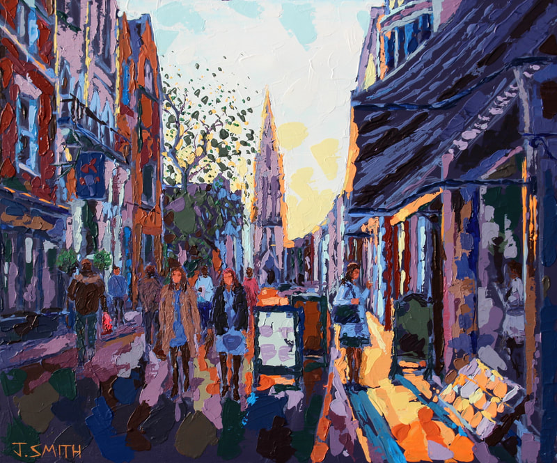 St Michael's Street, Oxford painting by Jack Smith. Acrylic on canvas (2018). 