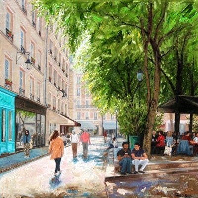 Under the tree, oil painting of Paris by Jack Smith.
