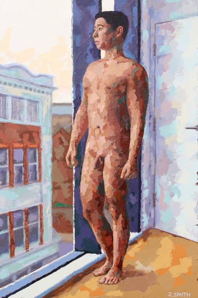 Nude portrait of Valash. Acrylic on canvas. Painting by Jack Smith. 